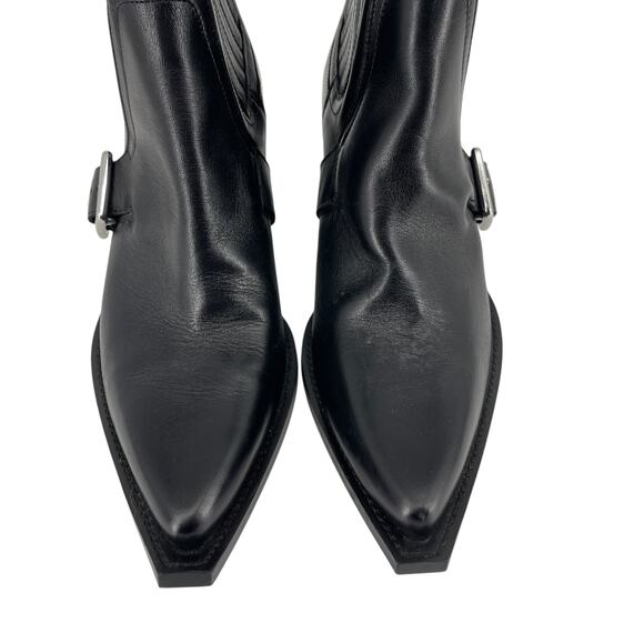 Zara SRPLS Limited Edition Black Leather Cowboy Boots Size 40 EU 9 US - Picture 3 of 13